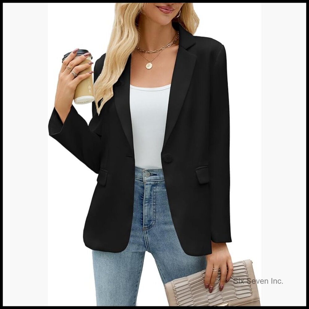 Polyester Twill Blazer With Notch Lapel And Padded Shoulders